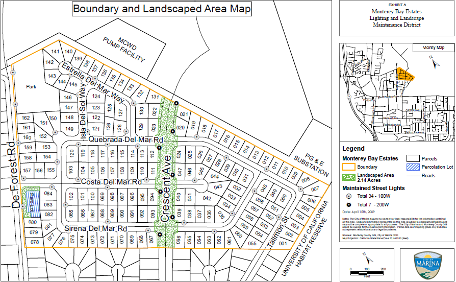 Monterey Estates Boundary and Landscaped Area Map